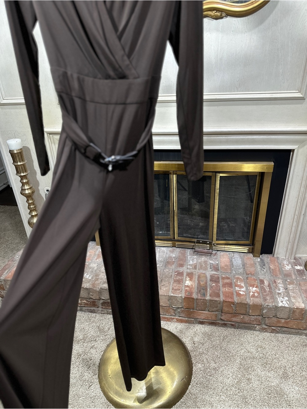 Lauren Ralph Lauren Jumpsuit Small Brown Belted Quiet Luxury Espresso Core - Picture 2 of 12